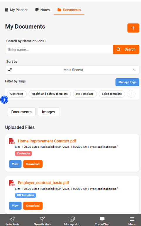 Job Management — manage all your certs, documents and more in one place